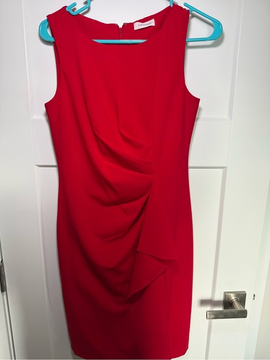 Calvin Klein Dresses & Skirts - Calvin Klein Bright Red Sleeveless Draped Midi Dress